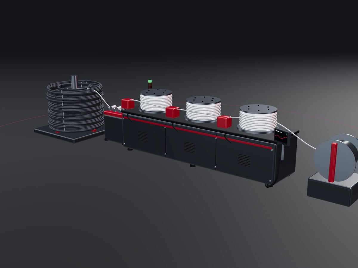 CGI illustration: wire drawing machine